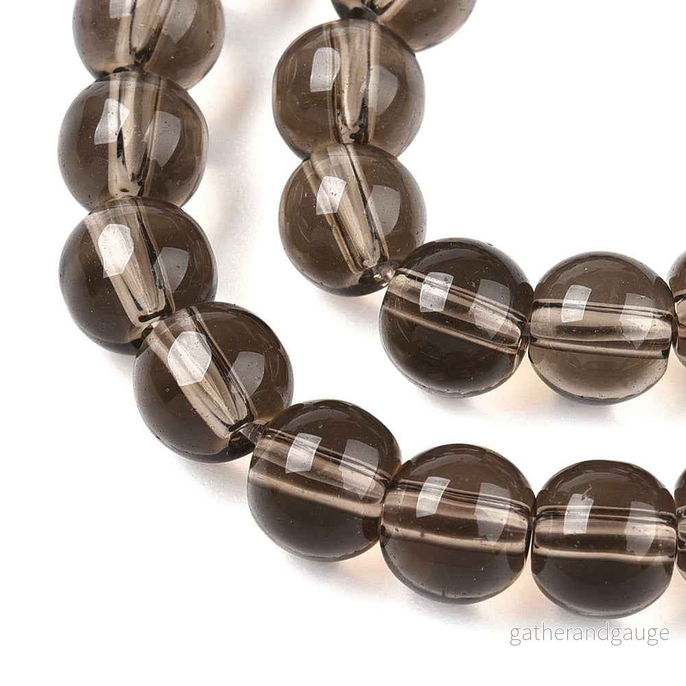 Glaspärlor Rund – Transparent Grå 8mm 1 sträng