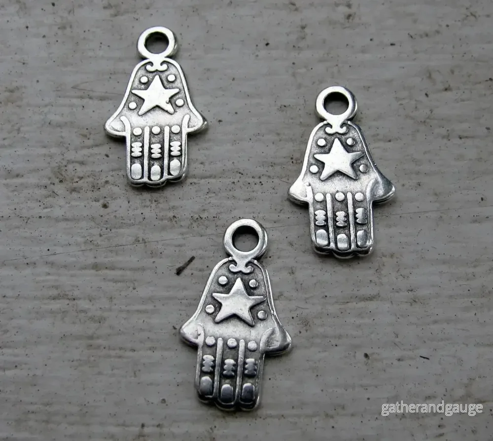 Berlock Silverfärgad - Hamsa med Stjärna 3-Pack