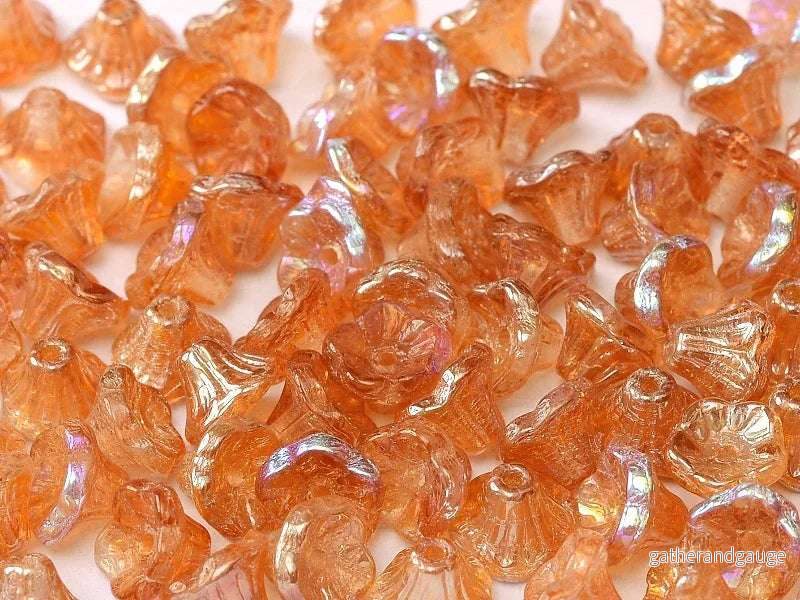 Flower Cup Beads – Crystal Orange Rainbow 7×5 mm, 20-pack Flower Cup Beads – Crystal Orange Rainbow 7×5 mm, 20-pack