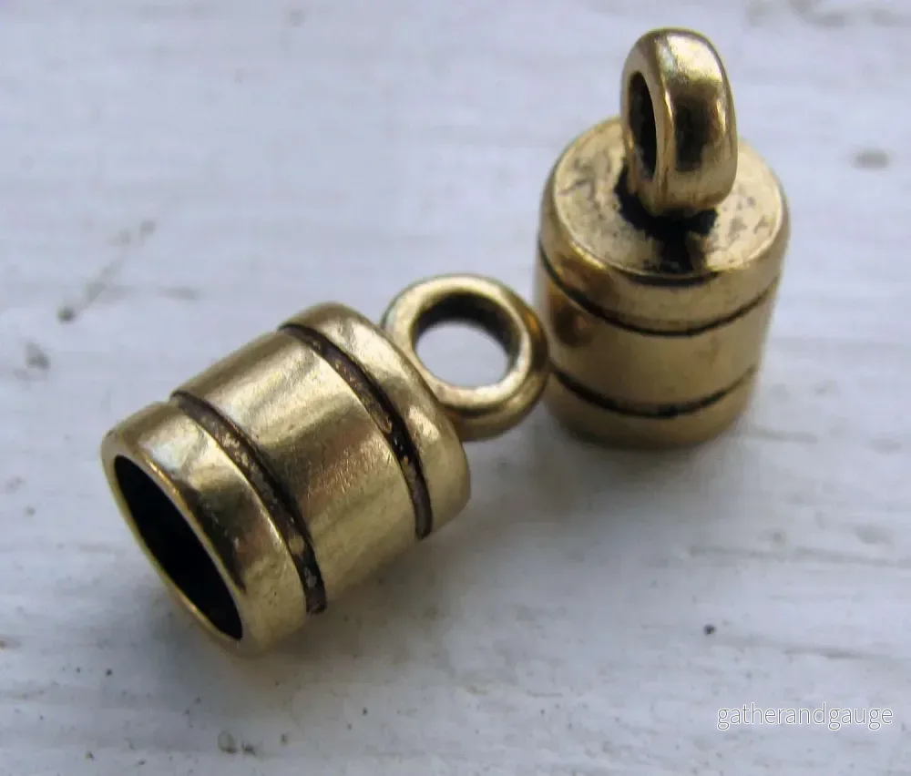 Ändfäste bronsfärgade – Rak med ränder, 6mm, 2-pack