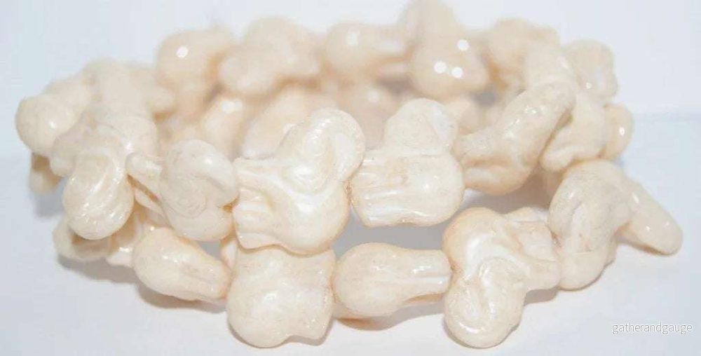 Glaspärla Elefant - Beige Luster 20mm 1 Styck