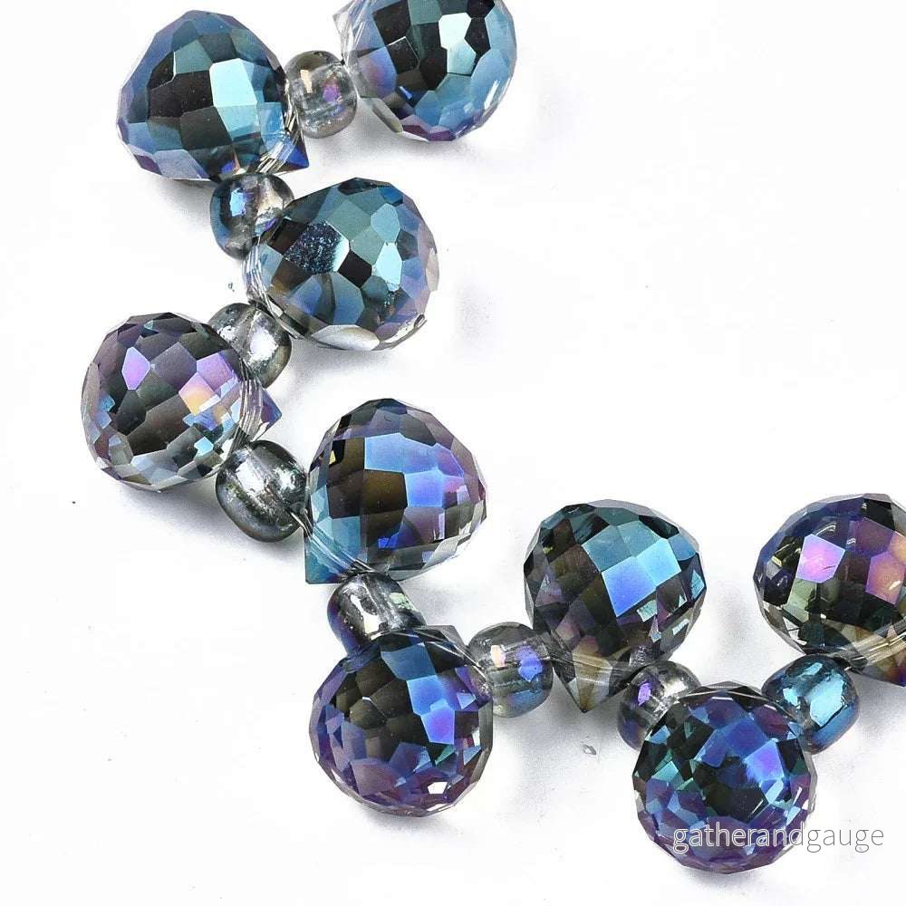 Facetterade droppar - Dark Cyan med lyster, 9,5x8mm, 1 styck