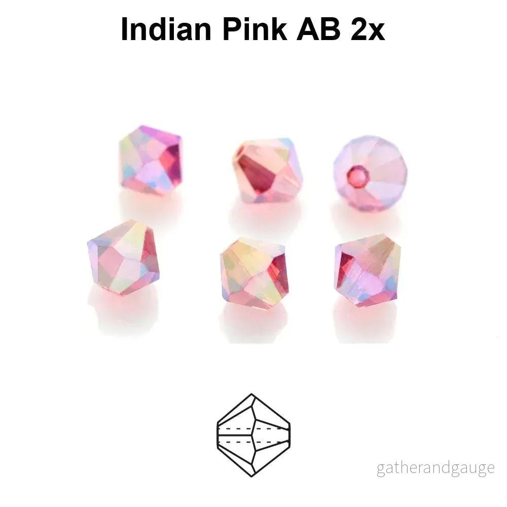 Tjeckiska Bicone – Indian Pink 2x AB, 4 mm, 30-pack Tjeckiska Bicone – Indian Pink 2x AB, 4 mm, 30-pack