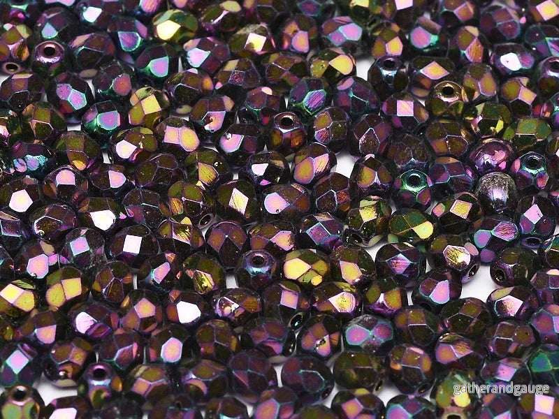 Tjeckiska Firepolish - Jet Purple Iris 3 mm, 50-pack