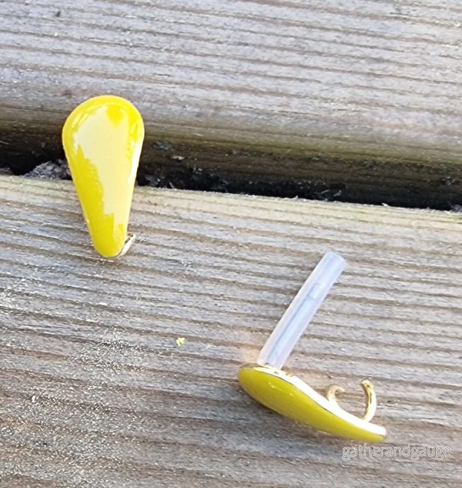Örstickare Emalj - Gul droppe, 2-pack
