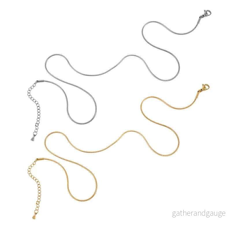 Halskedja Rostfritt stål 18K guldpläterad - Snake chain 42cm 1 styck - Bild 3