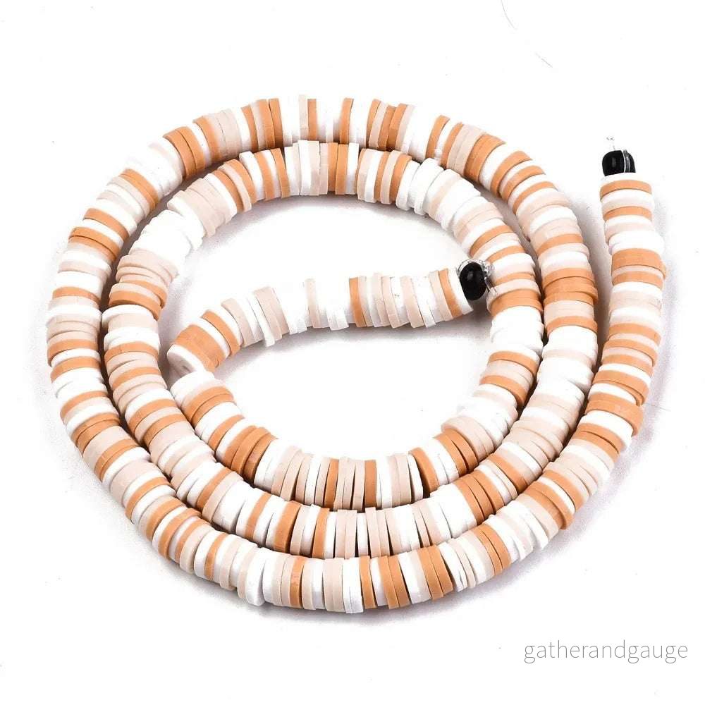 Heishi pärlor – Beige mix 6mm 1 sträng