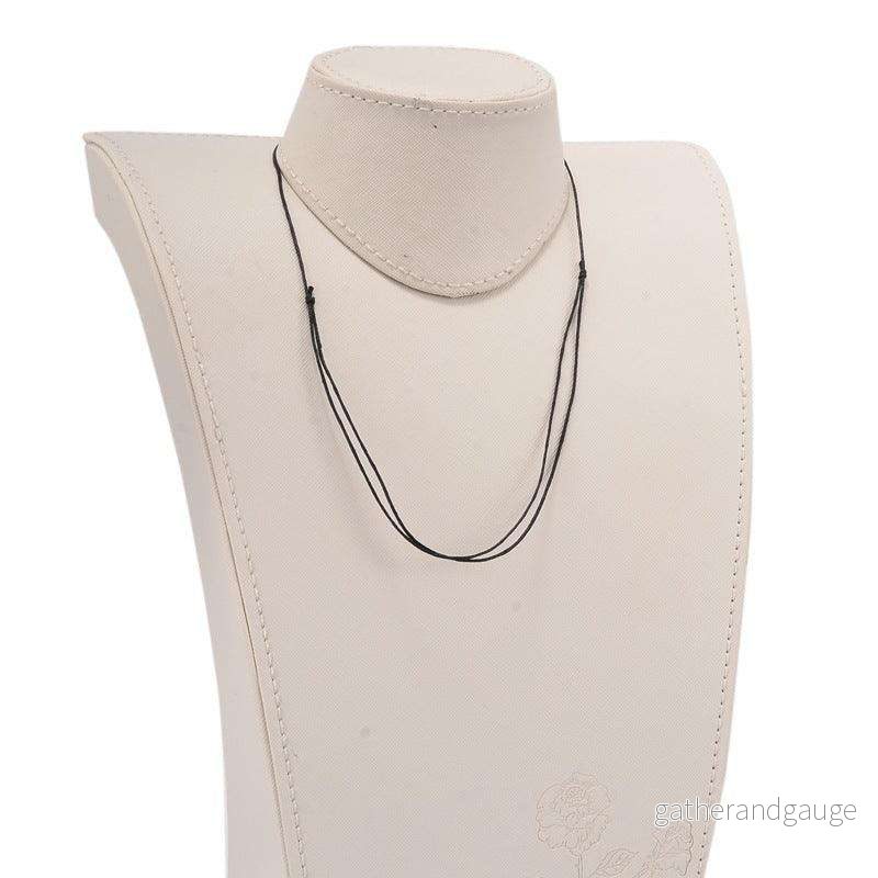 Vaxad bomullstråd halsband - Svart 1mm, 1 styck - Bild 2