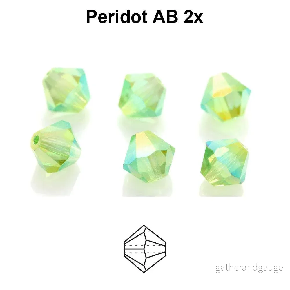 Tjeckiska Bicone – Peridot 2x AB, 4 mm, 30-pack Tjeckiska Bicone – Peridot 2x AB, 4 mm, 30-pack