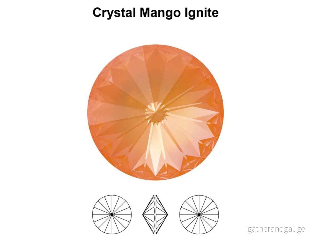 Primero Crystals 1122 Rivoli - Crystal Mango Ignite 14mm 1 styck - Bild 2