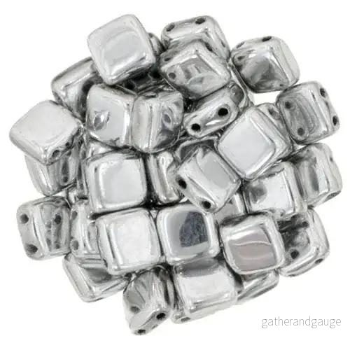 CzechMates Tile Beads - Silver, 25-pack