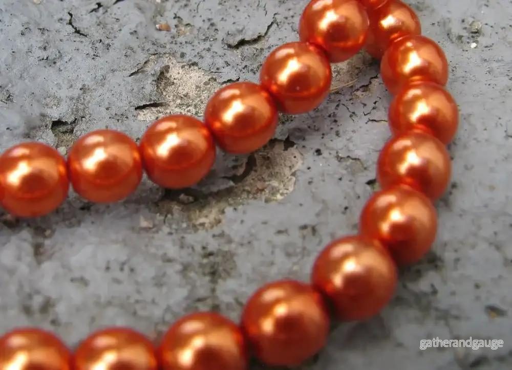 Tjeckiska vaxade glaspärlor - Copper 6mm, 1 sträng - Bild 2