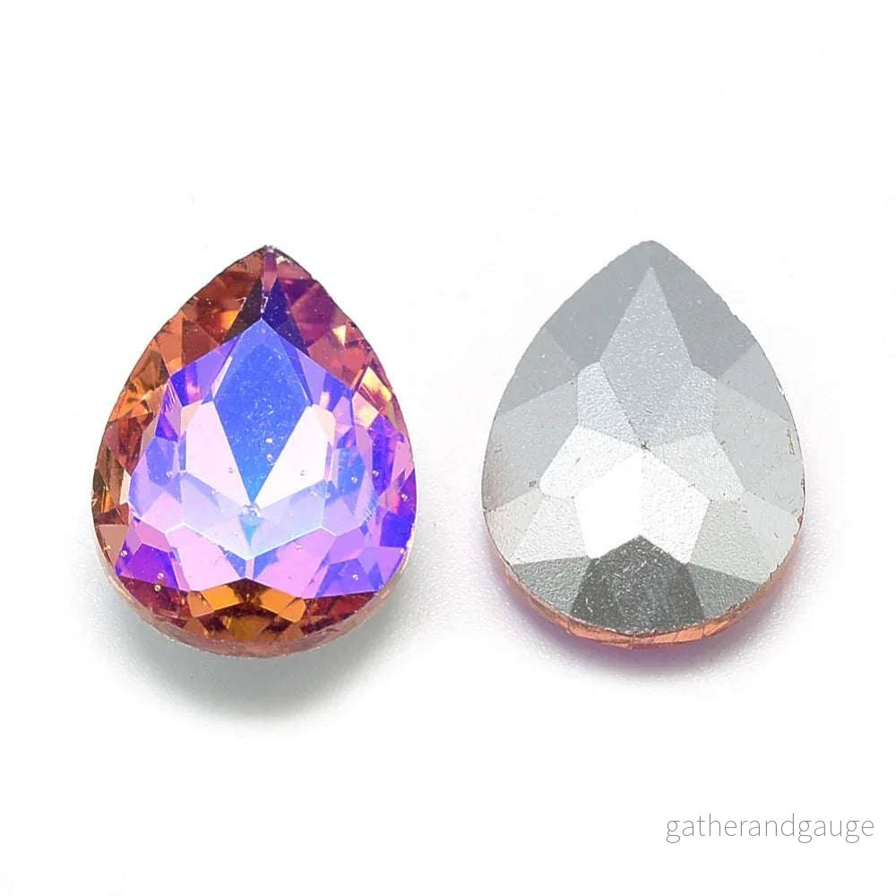 Kinesisk strass - Teardrop Dark Salmon Shimmer 18x13mm 1 styck
