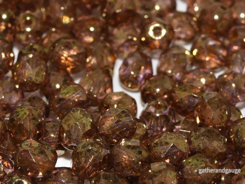 Tjeckiska Firepolish - Crystal Lila Gold Luster 4mm, 50-pack