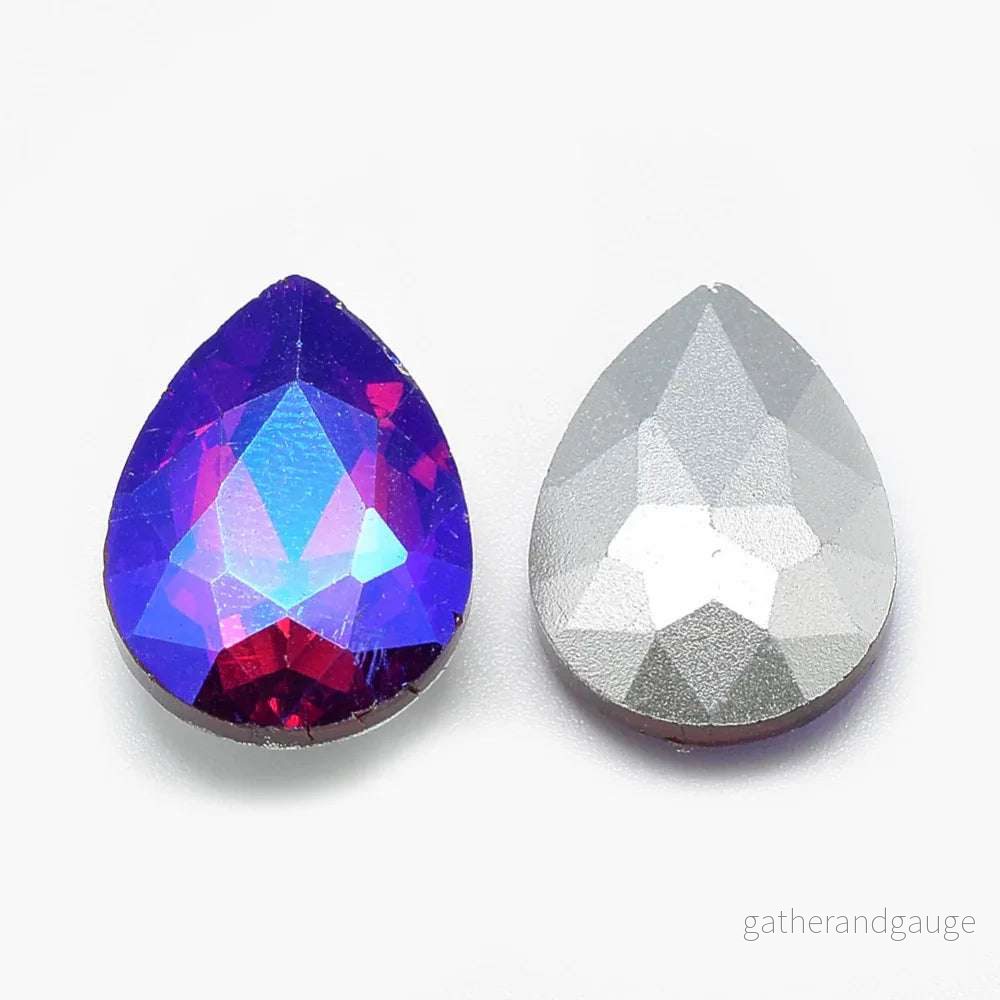 Kinesisk strass – Teardrop Blue/red Shimmer 18x13mm 1 styck