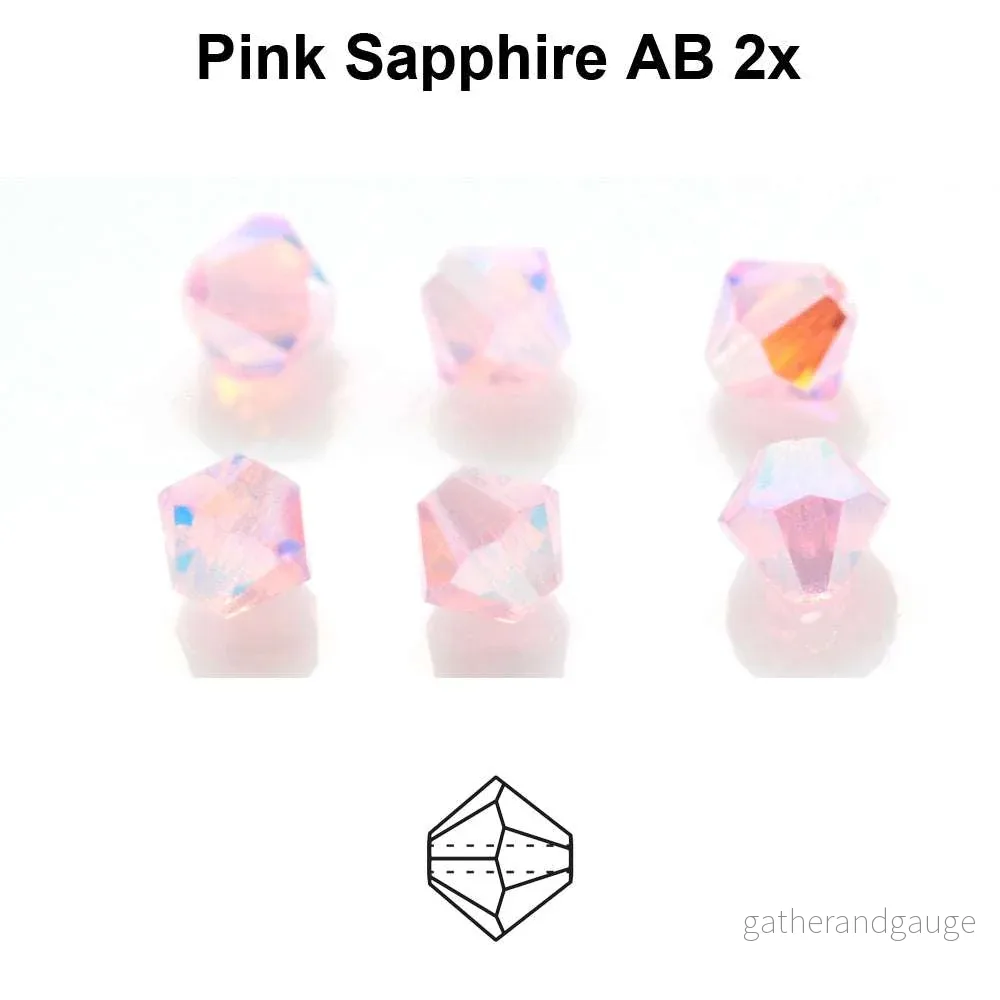 Tjeckiska Bicone – Pink Sapphire 2x AB, 4 mm, 30-pack