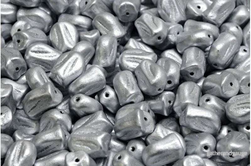Tulip Beads - Aluminium Silver 9x7mm, 20-pack