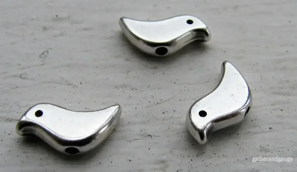 Mellandel silverfärgad - Fågel, 12x6mm, 3-pack - Bild 2