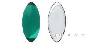 Cabochon Navette - Dk Emerald Silver Foiled 15x7mm 1 styck