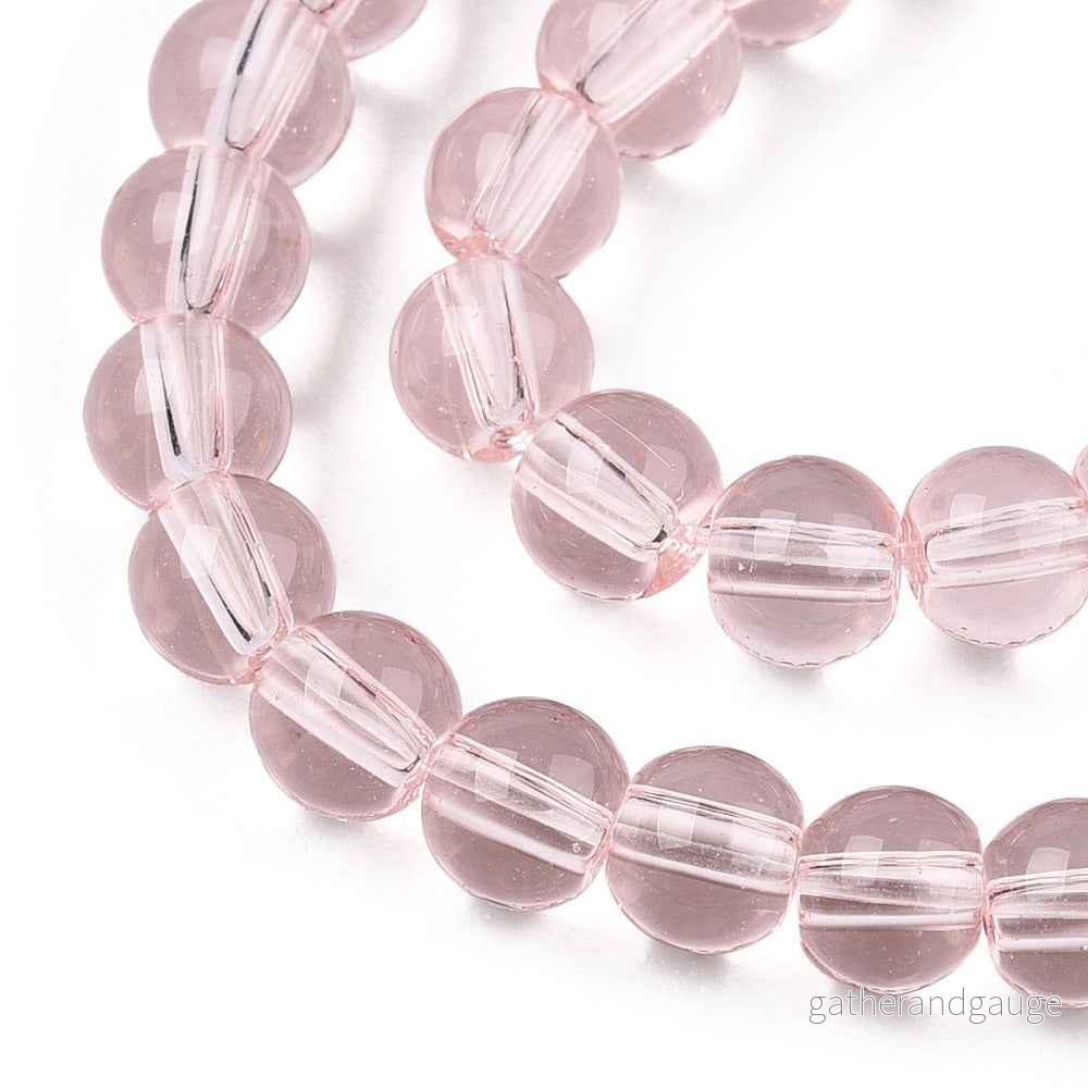 Glaspärlor Rund – Transparent Rosa 4mm 1 sträng Glaspärlor Rund – Transparent Rosa 4mm 1 sträng
