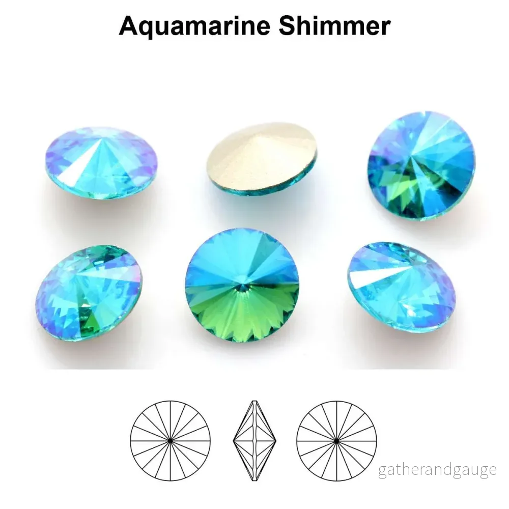 Aurea Crystals A1122 Rivoli – Aquamarine Shimmer 12mm 1 styck