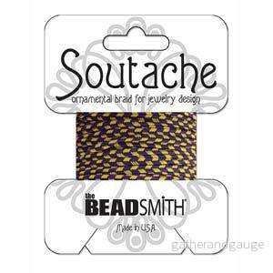 Soutache band randigt - Grape / Goldenrod 3 yards