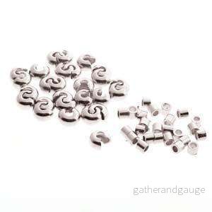 Basic Elements - Crimp tube and crimp cover, 3mm smooth, Silver plated, 48- pack