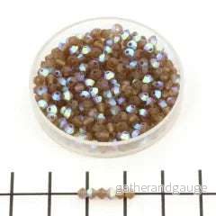 Tjeckiska MC Bicone - Smoked Topaz AB Matt 3 mm 40-pack