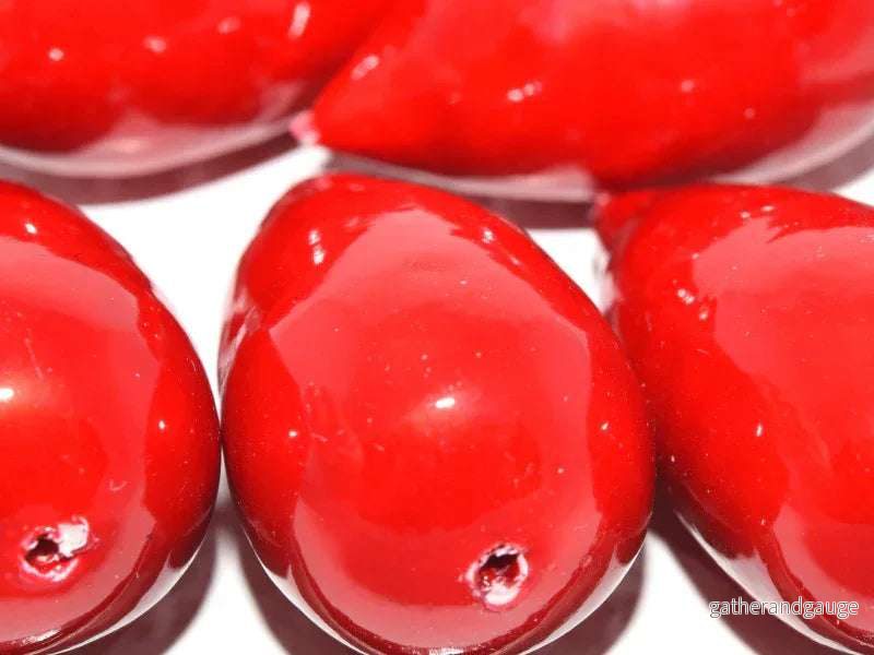 Paper Mache Beads – Dropp Red/Pink 40x23mm 1 styck Paper Mache Beads – Dropp Red/Pink 40x23mm 1 styck