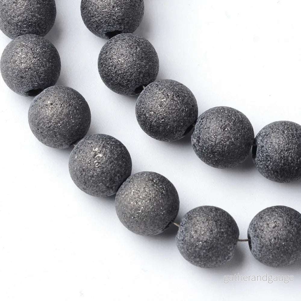 Glaspärlor Rund - Frostad Mörkgrå, 8mm 1 sträng - Bild 2