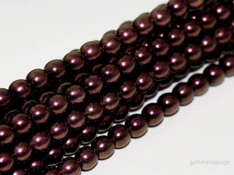 Tjeckiska vaxade glaspärlor - Polychrome Copper Ombre 4mm 1 sträng