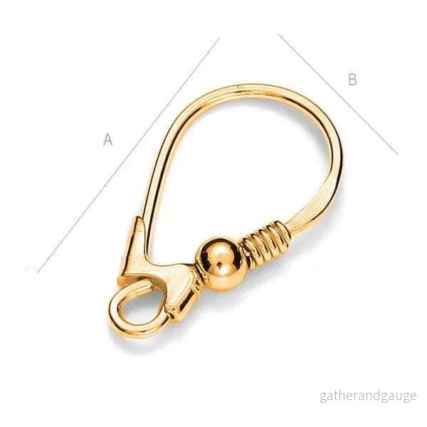 Öronkrokar i 925 Silver med 24K Guld - Brisyr 18x10mm, 1 Par