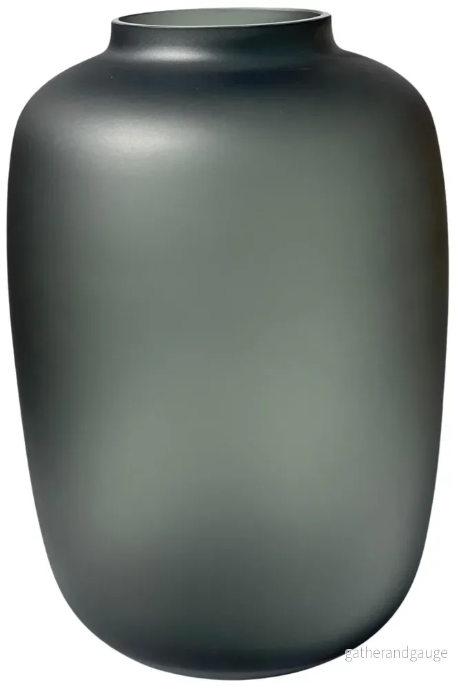 Satingrå glasvas - h35cm, Ø25cm