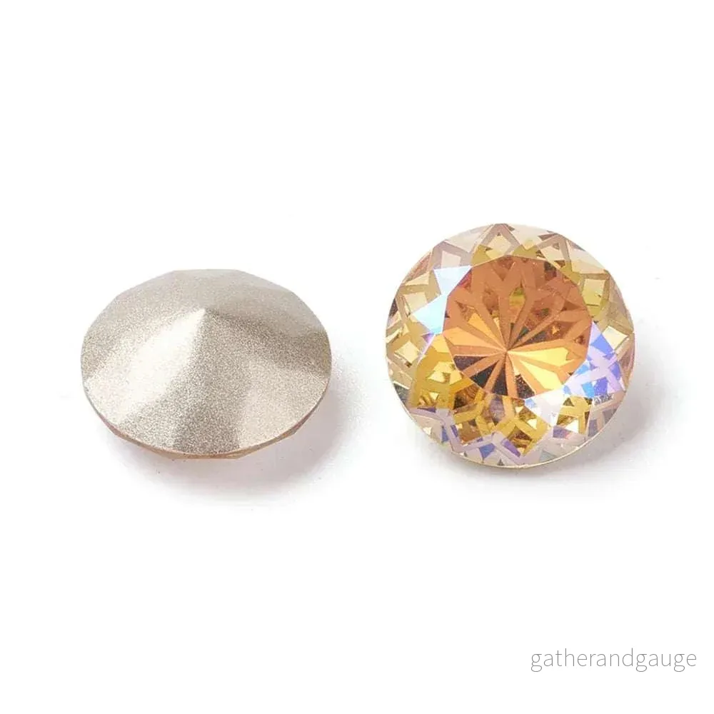 Kinesisk strass - Rund med blomma Paradise Shine (orange) 14mm 1 styck