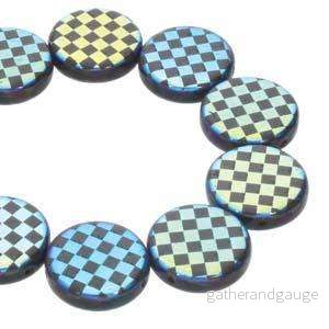 Coin 2-hole – Jet Laser Checkered 14mm 1 sträng Coin 2-hole – Jet Laser Checkered 14mm 1 sträng