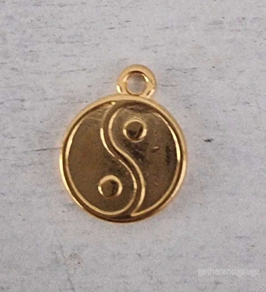 Berlock 24k Guldpläterad - Yin & Yang 15mm 1 styck