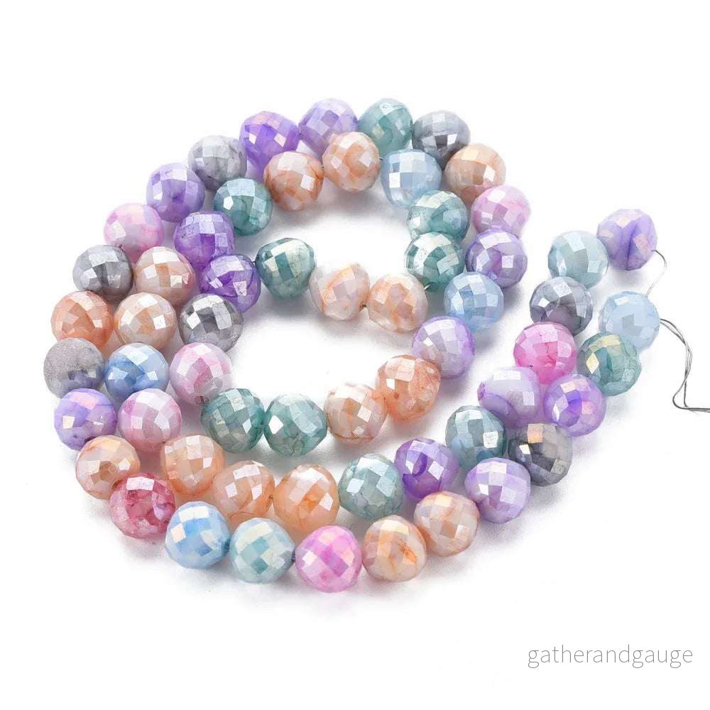 Glaspärlor Facetterad Rund – Mix med lyster, 8mm 1 sträng Glaspärlor Facetterad Rund – Mix med lyster, 8mm 1 sträng