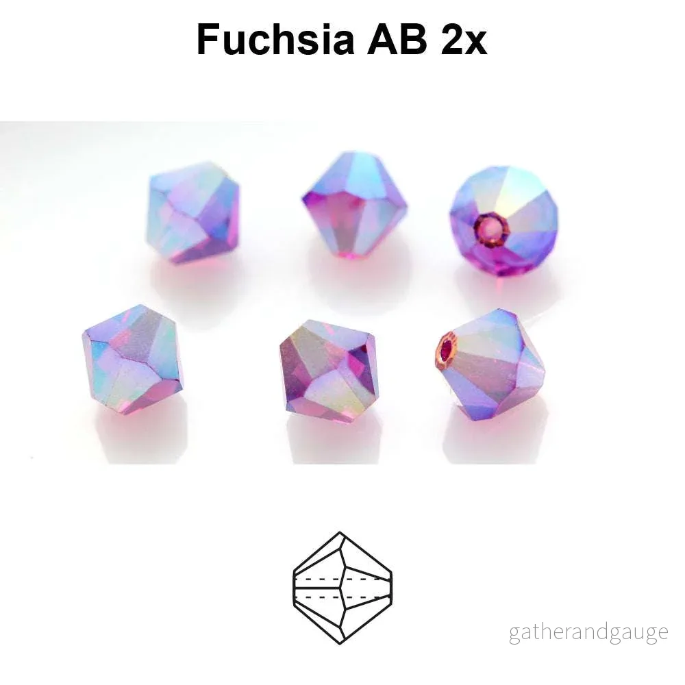 Tjeckiska Bicone – Fuchsia 2x AB, 4 mm, 30-pack Tjeckiska Bicone – Fuchsia 2x AB, 4 mm, 30-pack