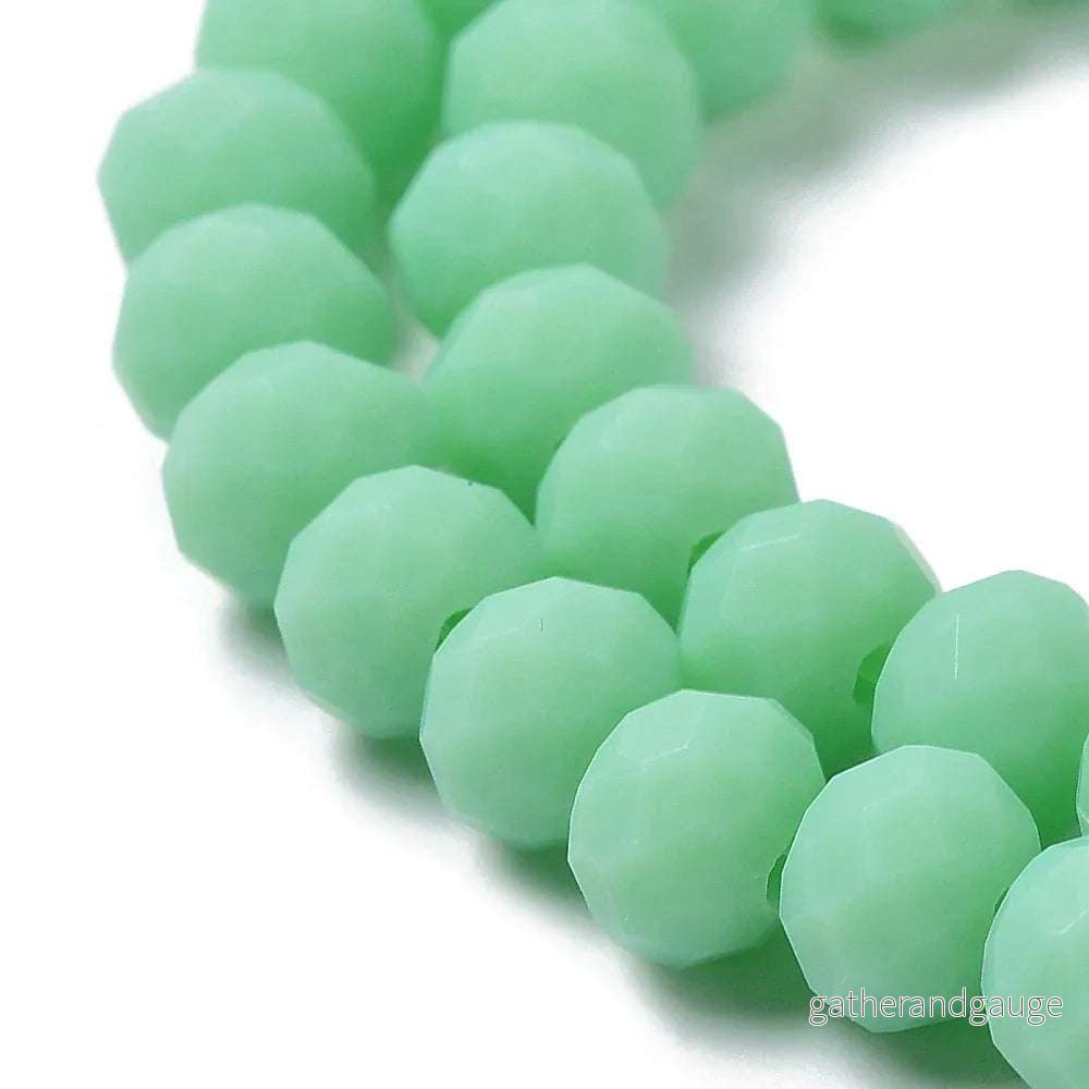 Facetterade glaspärlor – Matt Havsgrön, 6x5mm 1 sträng Facetterade glaspärlor – Matt Havsgrön, 6x5mm 1 sträng