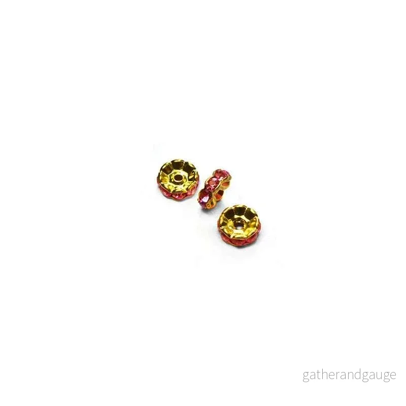 Mellandel Guldfärgad - Strass rondell 10mm, 5-pack