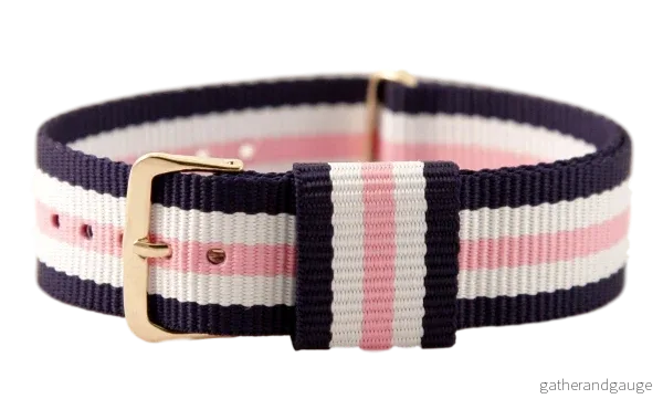 NATO-armband 20 mm – blå/vit/rosa NATO-armband 20 mm – blå/vit/rosa