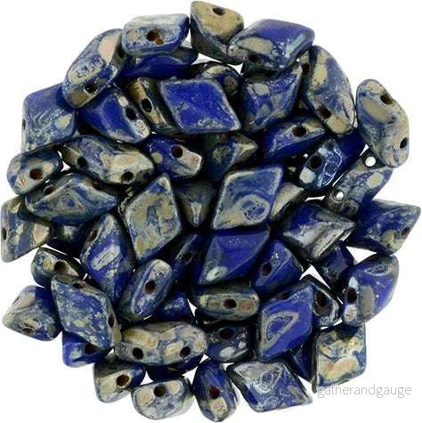 Matubo Gemduo - Opaque Blue Silver Picasso 8x5mm, 10 gram - Bild 2