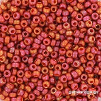 Miyuki Seed Beads - Opaque Glazed Frosted Rainbow Cardinal 11/0, 10 gram