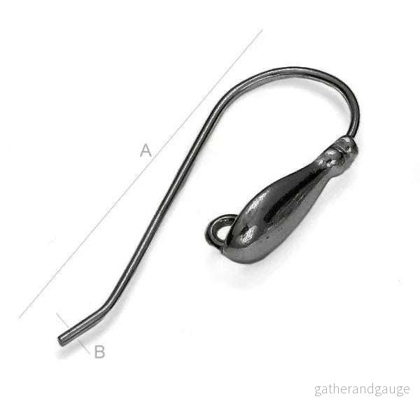 925 Silver Svart Rhodium Örkrokar – 28mm, 1 Par