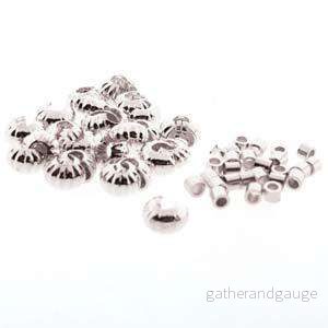 Basic Elements - Crimp tube and crimp cover, 4mm corrugated, Silver plated, 48- pack