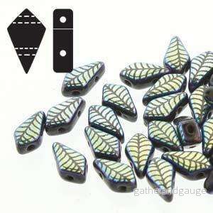 Kite Bead - Jet Laser Leaf 9x5mm, 5 gram