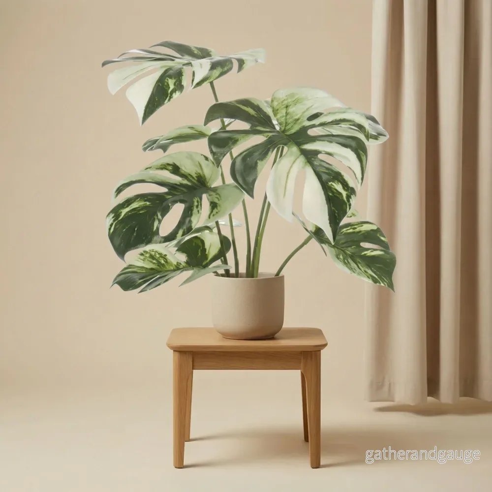 Monstera variegata artificiel h40cm kruka inkluderad