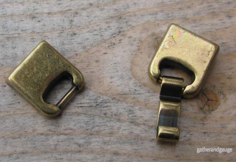 Lås bronsfärgat - Haklås för platta breda band 10x2,5mm, 1 set - Bild 3