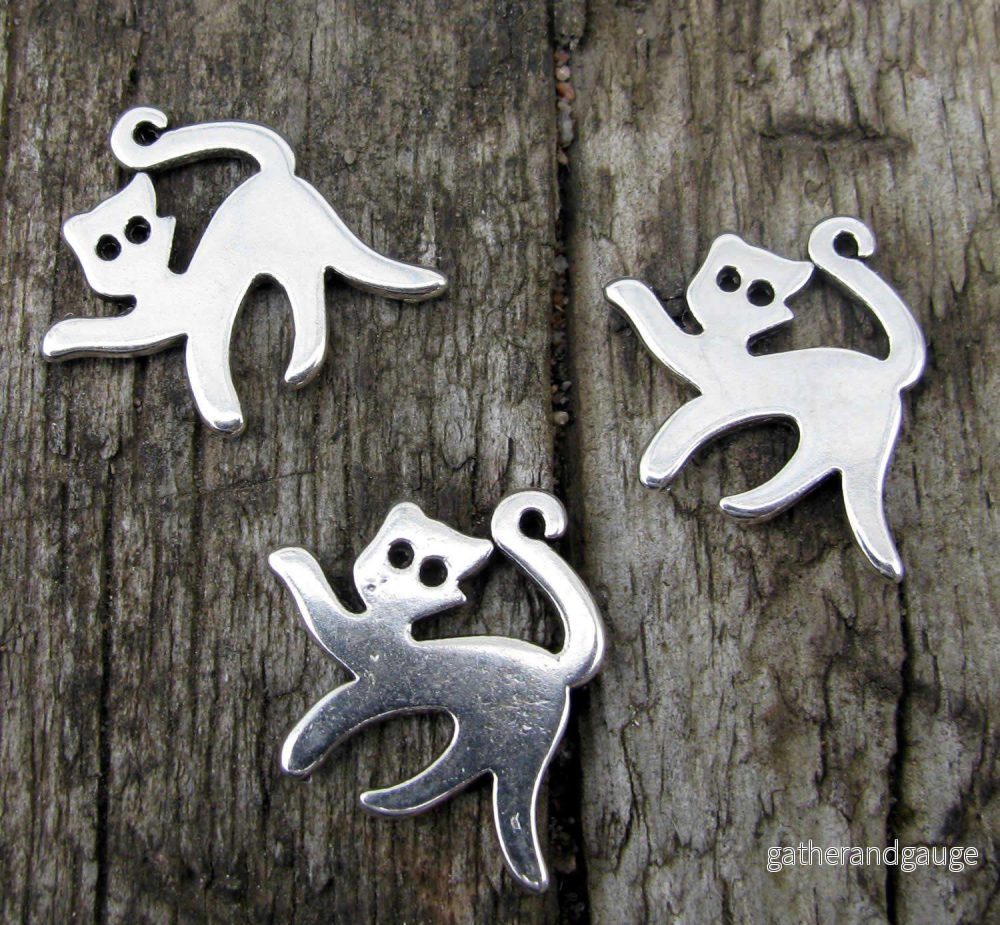 Berlock Silverfärgad - Katt, vågig, 3-pack