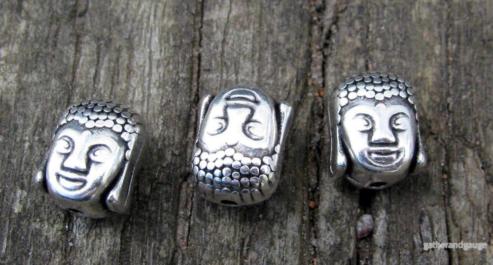 Mellandel Silverfärgad Buddha Huvud 10x8mm – 3-Pack Mellandel Silverfärgad Buddha Huvud 10x8mm – 3-Pack